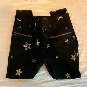 AFRM All Over Star Skinny Jeans With Raw Hem Size 31